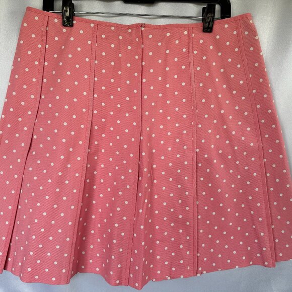 Ann Taylor LOFT, Polka Dot, Pleated, A-line, Coral-Pink Skirt, Women's Size 14 - Picture 1 of 6